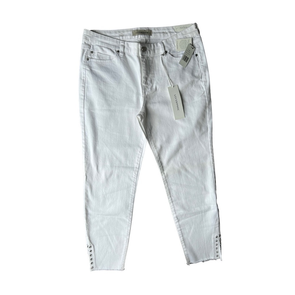 NWT Liverpool Women’s Bright White Maya The Crop Ankle Detail Jeans, Size 8 / 29